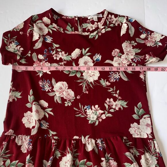 Downeast Burgundy Floral Peplum Top – Size S - Picture 6 of 8